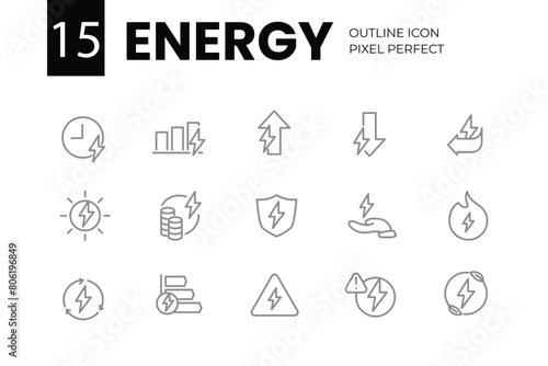 energy outline icon pixel perfect vector design for website and mobile app