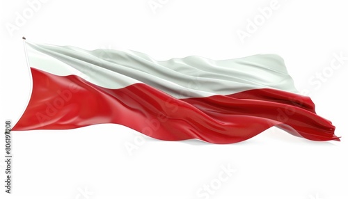 flag of polan waving on white