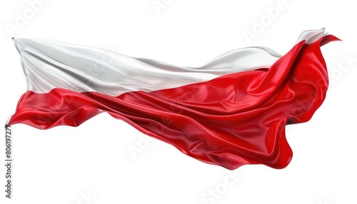flag of polan waving on white