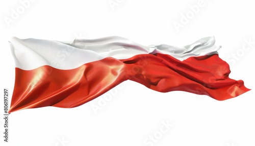 flag of polan waving on white