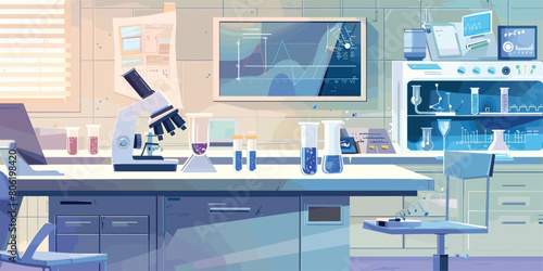 Futuristic Cryonics Laboratory Interior with High-Tech Equipment, Cartoon Vector Illustration