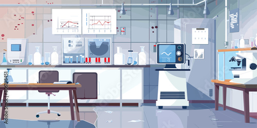 Futuristic Cryonics Laboratory Interior with High-Tech Equipment, Cartoon Vector Illustration