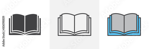 Literary Exploration Icon Set. Book Reading Vector Symbol.