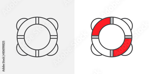 Lifeguard Buoy Icon Set. Rescue Gear Vector Symbol.