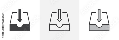 Communication Tray Icon Set. Message Storage Vector Symbol.