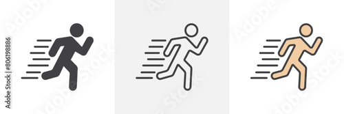 Marathon Icon Set. Endurance Running Vector Symbol.