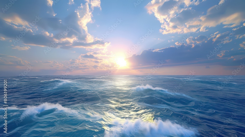 clear blue sea, surrounded by lush greenery and vibrant coral reefs