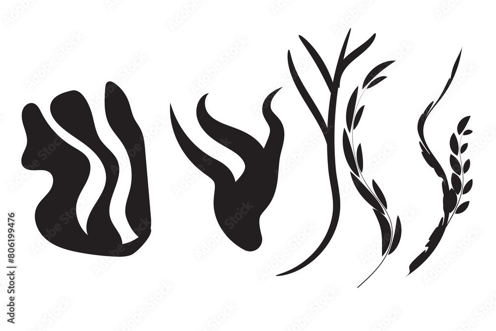 Fototapeta premium Abstract Seaweed Shape Aesthetic Element Vector Illustration