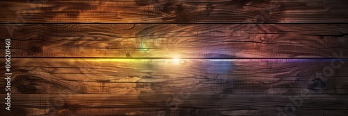 wooden plank background with prism color light 