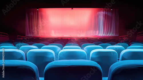 Empty theater seats as a canvas for ideas and creations, symbolizing the opportunity to captivate and inspire audiences with innovative performances. photo