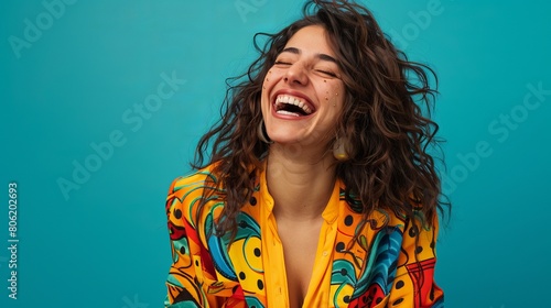 Close up portrait of a woman laughing © Aline