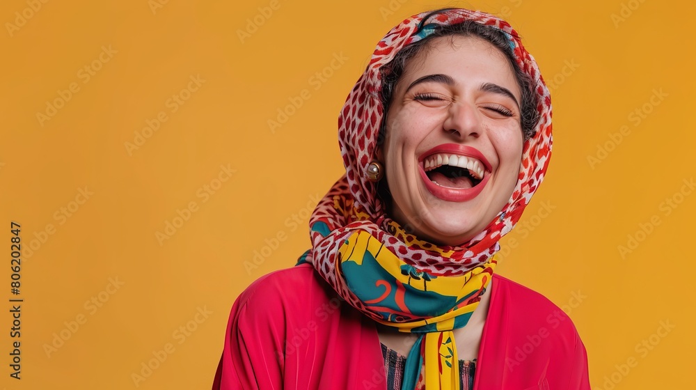 Close up portrait of a woman laughing Close up portrait of a woman laughing