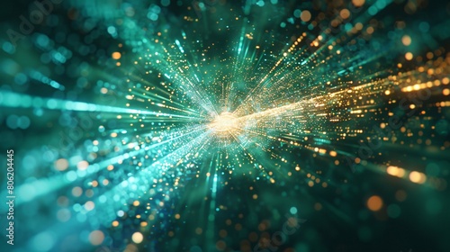 Vibrant Teal Light Explosion Abstract Background