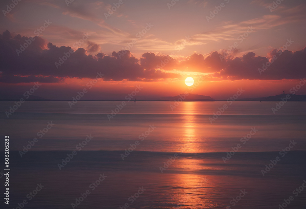 Obraz premium calm sunset in minimal style