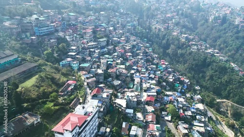 Sikkim mountains, Himalayan villages, tea fields, Darjeeling from the air photo