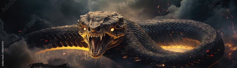 Dragon's Fury: Massive Serpent Creature Strikes with Devastating Force Dragon's Fury: Massive Serpent Creature Strikes with Devastating Force