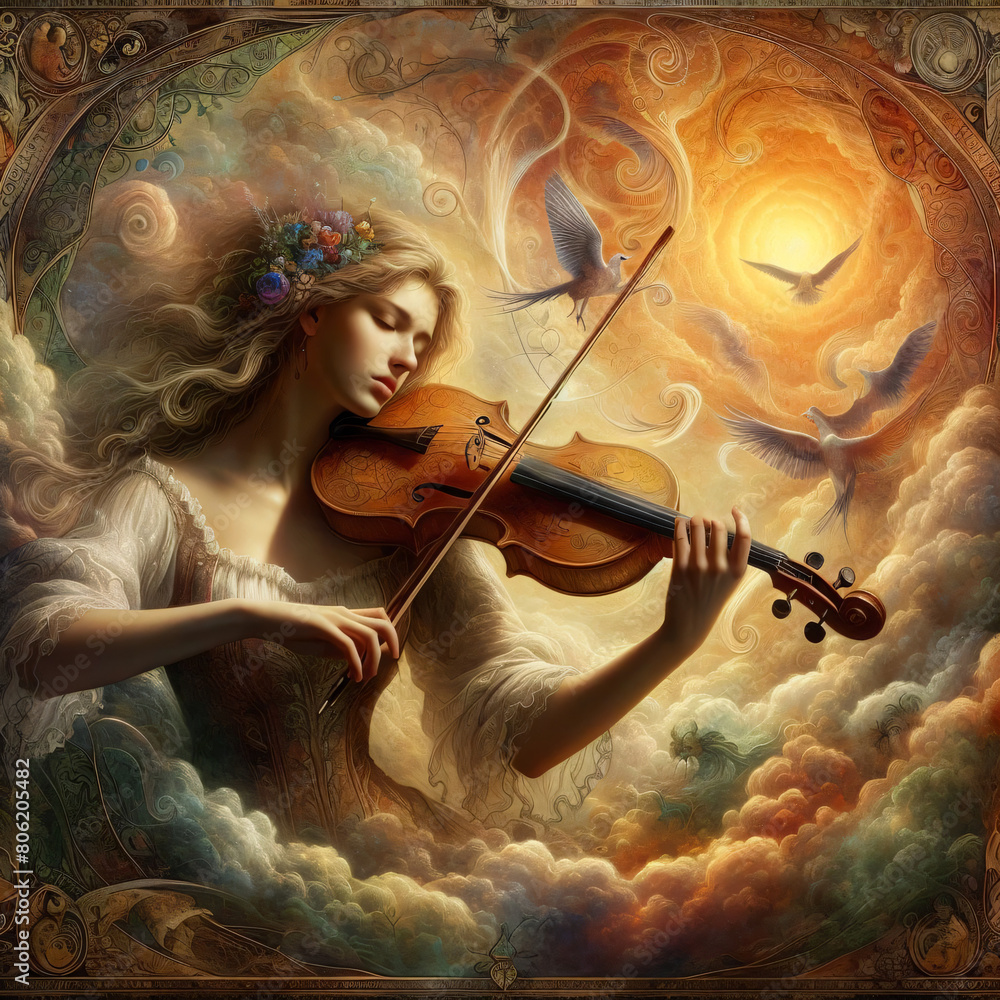  Violin and music  