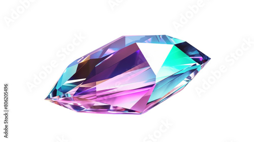 3d triangle crystal iridescent isolated on transparent background