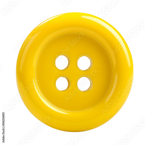 yellow button bead isolated on transparent background Generative Ai.