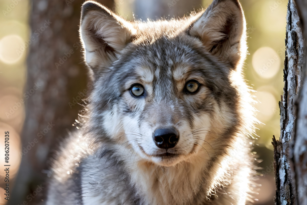 Fototapeta premium Baby gray wolf