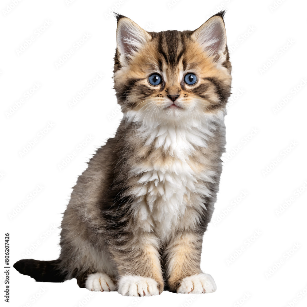 siberian cat kitten sitting isolated transparent photo