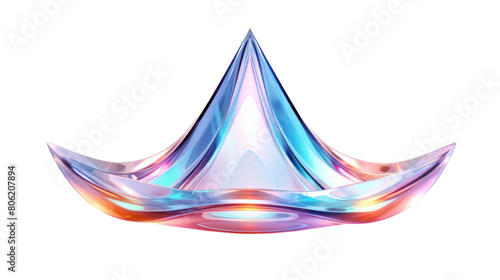 Geometric crystal iridescent isolated on transparent background