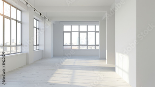 bright empty modern  new apartment with large windows