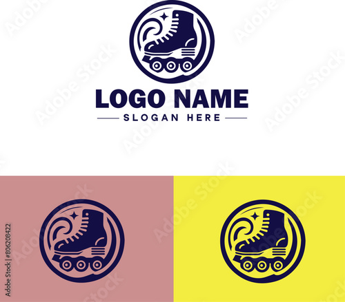 Roller skate icon Rollerblade Inline skate Quad skate flat logo sign symbol editable vector