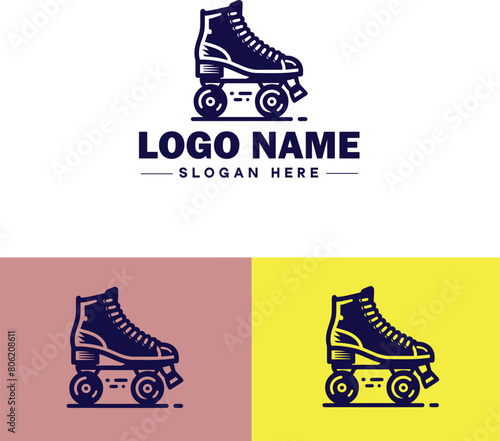 Roller skate icon Rollerblade Inline skate Quad skate flat logo sign symbol editable vector