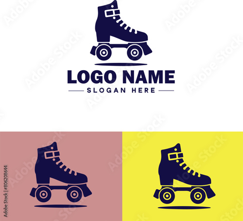 Roller skate icon Rollerblade Inline skate Quad skate flat logo sign symbol editable vector