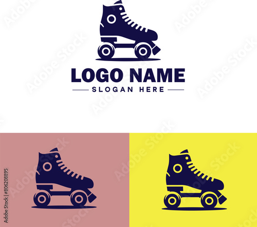 Roller skate icon Rollerblade Inline skate Quad skate flat logo sign symbol editable vector