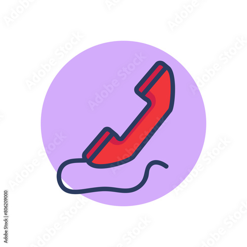 Old phone speaker line icon. Telephone with cord, call, contact outline sign. Communication, support, service concept. Vector illustration, symbol element for web design and apps