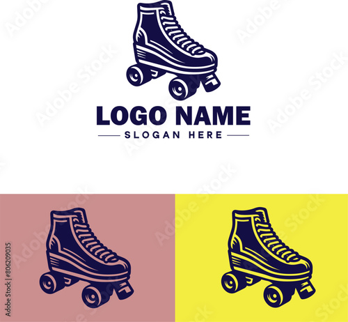Roller skate icon Rollerblade Inline skate Quad skate flat logo sign symbol editable vector