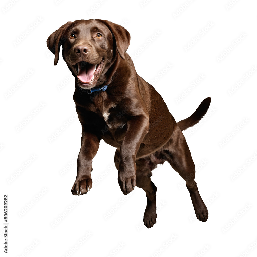 brown labrador retreiver dog jumping and running isolated transparent