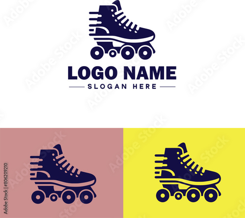 Roller skate icon Rollerblade Inline skate Quad skate flat logo sign symbol editable vector