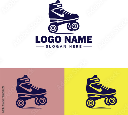 Roller skate icon Rollerblade Inline skate Quad skate flat logo sign symbol editable vector
