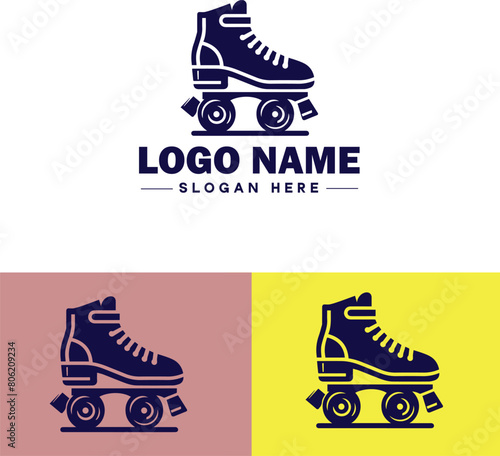 Roller skate icon Rollerblade Inline skate Quad skate flat logo sign symbol editable vector