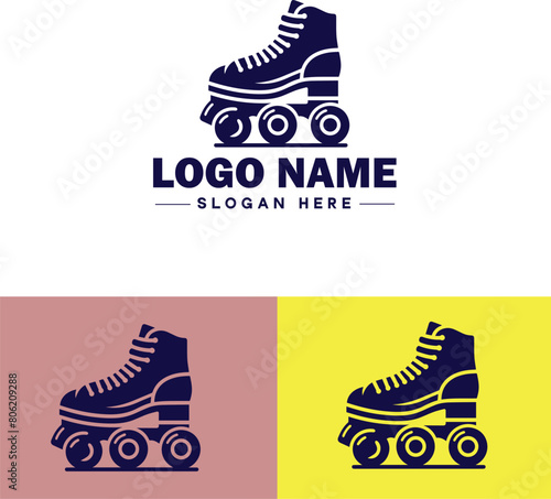 Roller skate icon Rollerblade Inline skate Quad skate flat logo sign symbol editable vector
