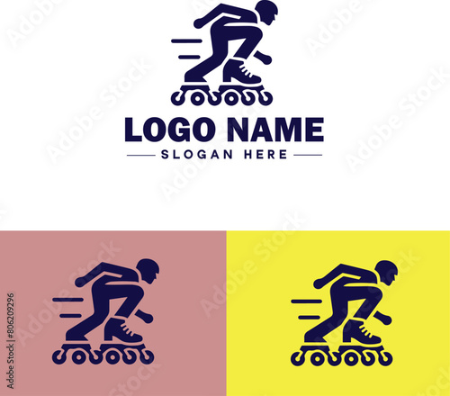 Roller skate icon Rollerblade Inline skate Quad skate flat logo sign symbol editable vector
