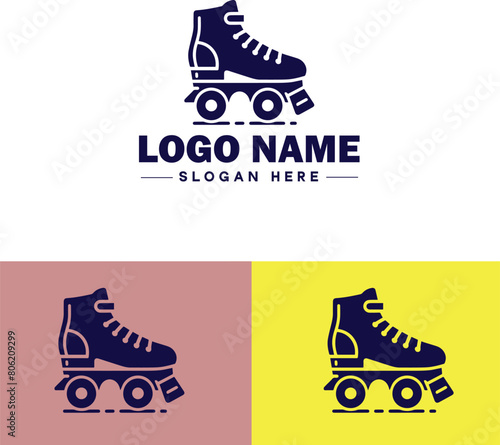 Roller skate icon Rollerblade Inline skate Quad skate flat logo sign symbol editable vector