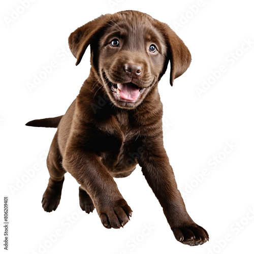 brown labrador retreiver dog puppy jumping and running isolated transparent photo