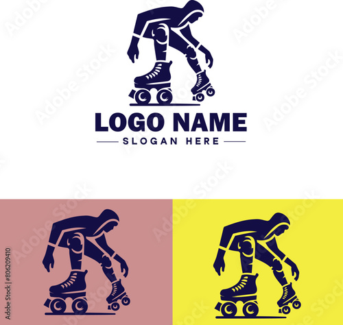 Roller skate icon Rollerblade Inline skate Quad skate flat logo sign symbol editable vector