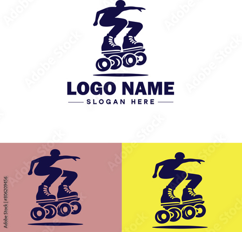Roller skate icon Rollerblade Inline skate Quad skate flat logo sign symbol editable vector