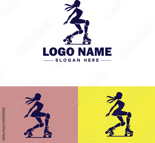 Roller skate icon Rollerblade Inline skate Quad skate flat logo sign symbol editable vector