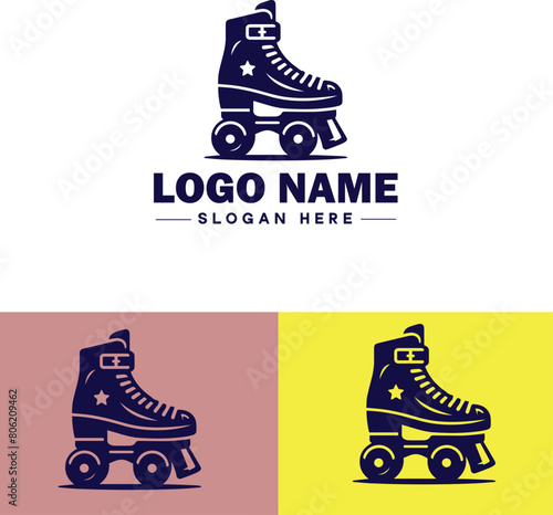 Roller skate icon Rollerblade Inline skate Quad skate flat logo sign symbol editable vector
