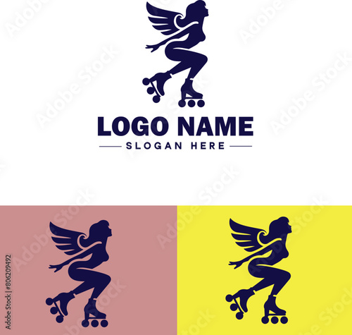 Roller skate icon Rollerblade Inline skate Quad skate flat logo sign symbol editable vector