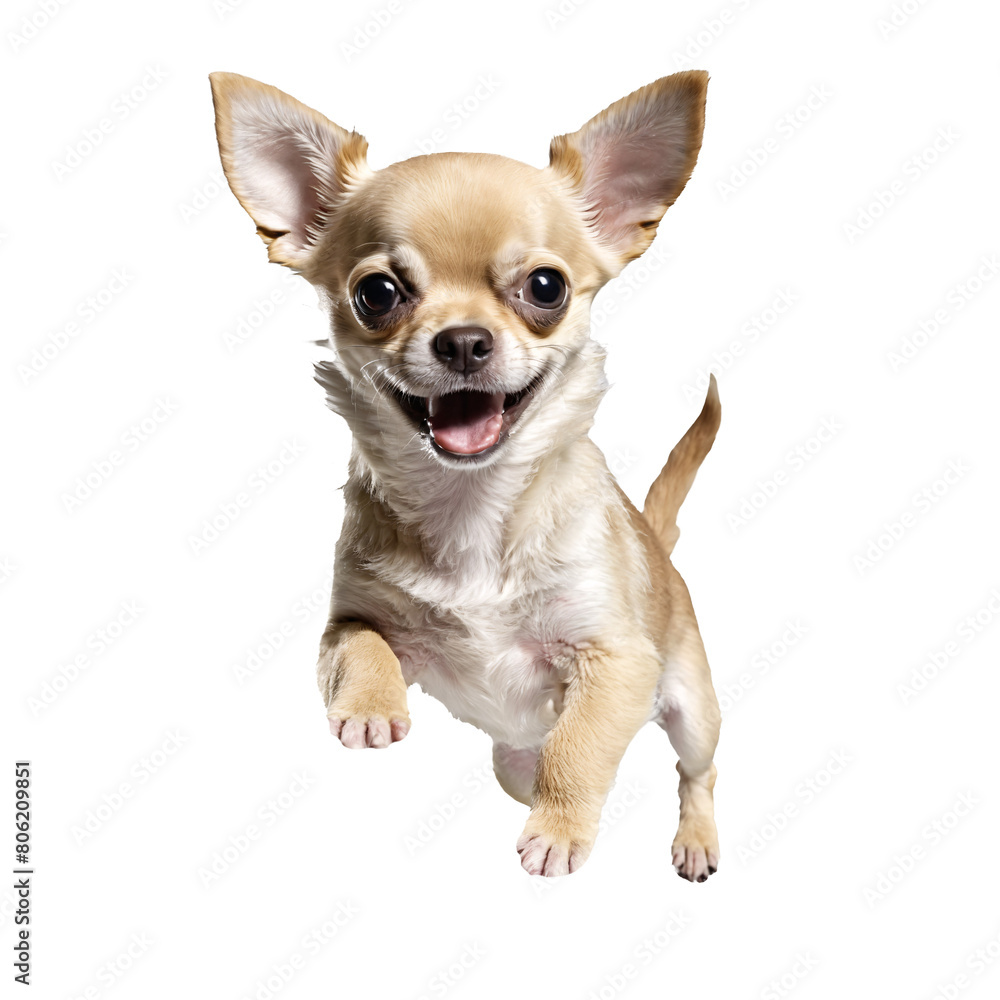 cihuahua dog puppy jumping and running isolated transparent