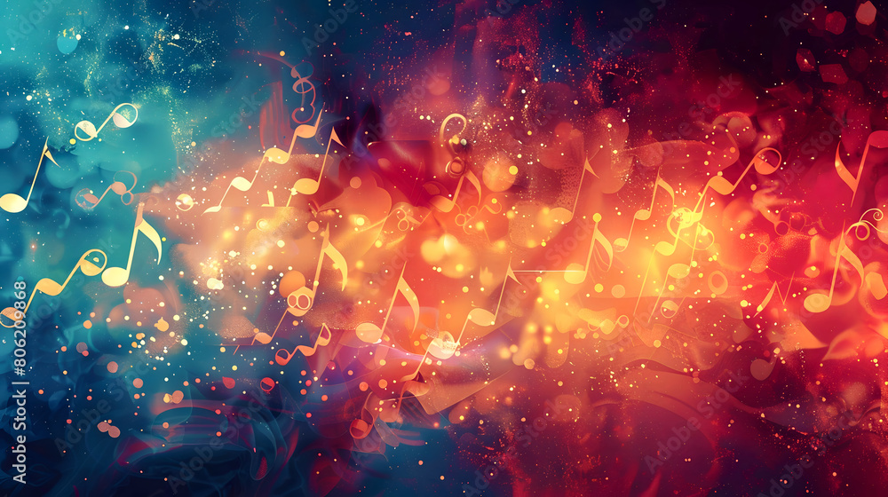 Musical notes in the air abstract background