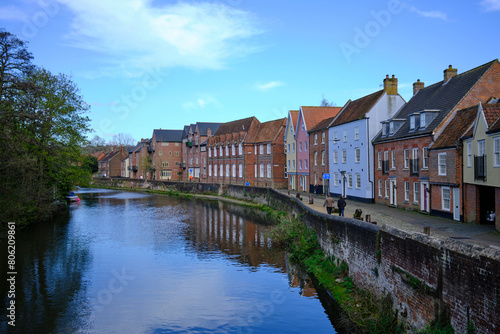 Historic riverside houses in Norwich city centre, UK © Richard