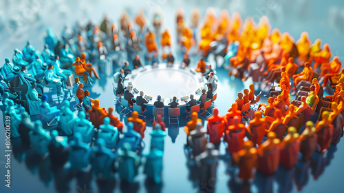 Experts Debate Population Control Strategies in 3D Forum Icon: Isometric Scene